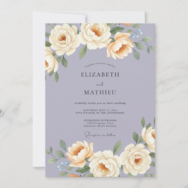 Invitation Mariage Éthéré Rose Lavande (Devant)