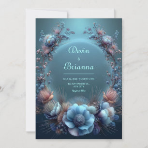 Invitation Mariage Ethéréen au Protea Bleu Vibrant