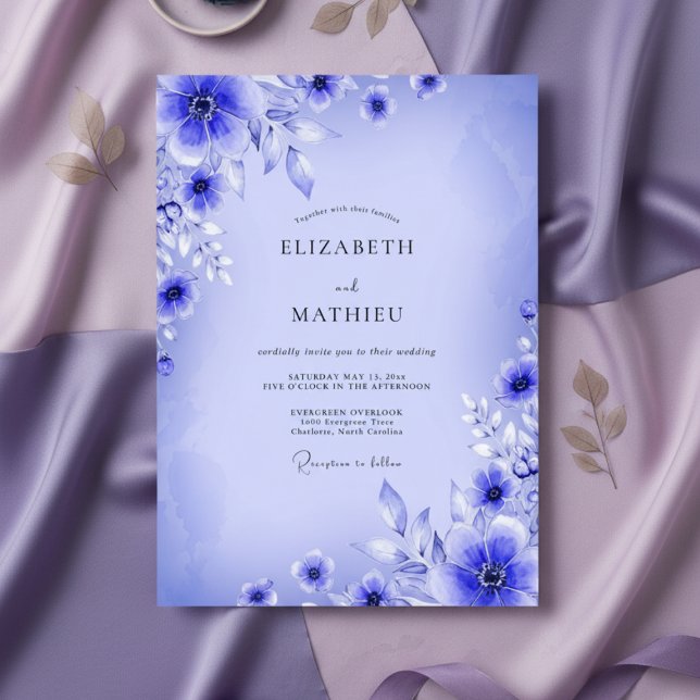 Invitation Mariage Ethéréen Floral Bleu (Créateur téléchargé)