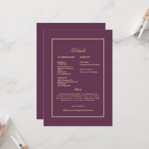 Invitation Mariage Ethnic Indian Purple & Gold Détails 