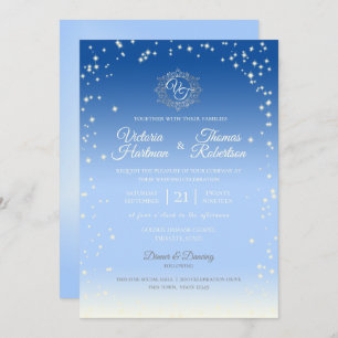 Invitation Mariage étincelant Sky Blue Ombre