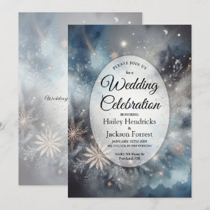 Invitation Mariage Étincelle de Minuit Hiver Céleste