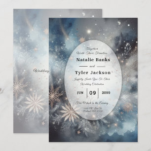 Invitation Mariage Étincelle de Minuit Hiver Céleste