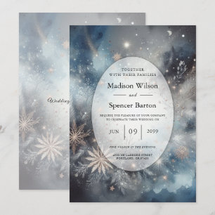 Invitation Mariage Étincelle de Minuit Hiver Céleste