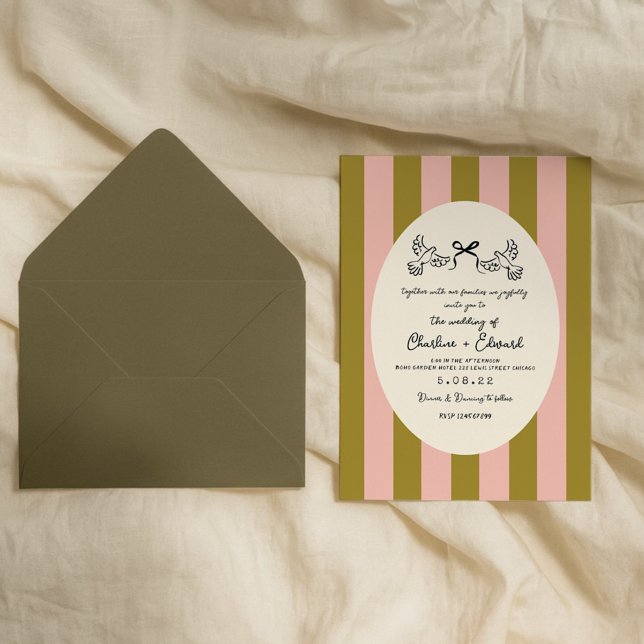 Invitation Mariage étoile à rayures vertes (Créateur téléchargé)
