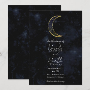 Invitation Mariage étoilé de la Lune noire d'or