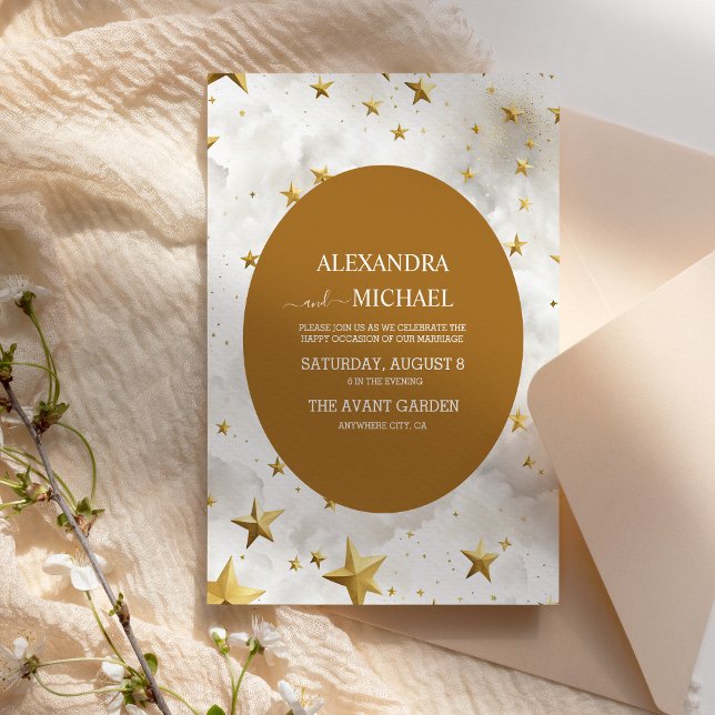 Invitation Mariage Étoiles et Blanc Céleste (Créateur téléchargé)