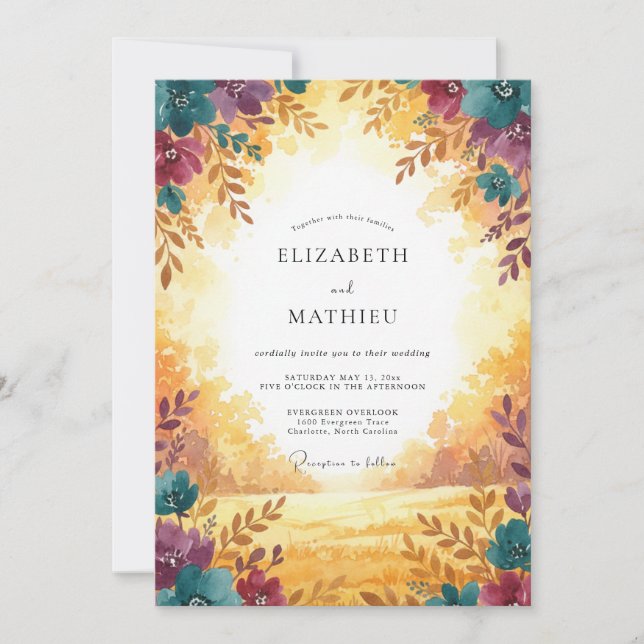Invitation Mariage Eucalyptus à feuillage de prune à la mouta (Devant)