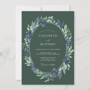 Invitation Mariage Eucalyptus à feuillage olive indigo
