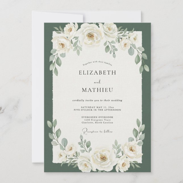 Invitation Mariage Eucalyptus à Feuillage Persistant (Devant)