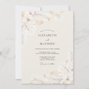 Invitation Mariage Eucalyptus à la Palme en Or Champagne