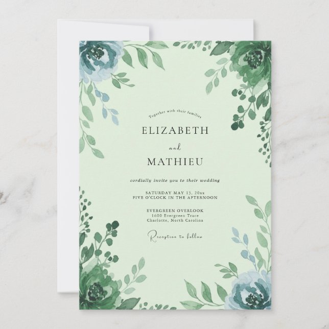 Invitation Mariage Eucalyptus à la Sauge Mentholée (Devant)