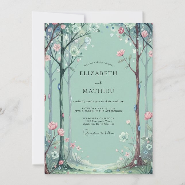 Invitation Mariage Eucalyptus Arbre Bois Aquatique (Devant)