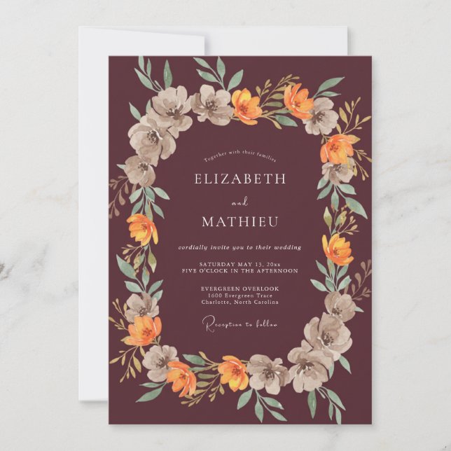 Invitation Mariage Eucalyptus au Feuillage Ambre (Devant)