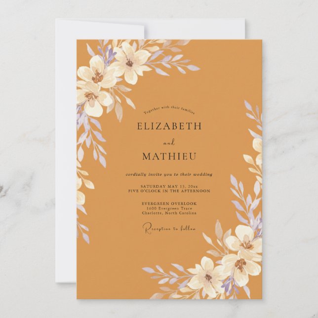 Invitation Mariage Eucalyptus au Feuillage Ambré (Devant)