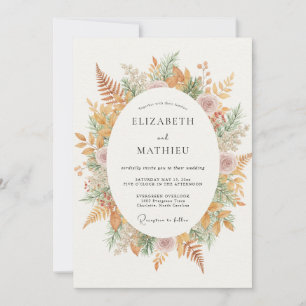 Invitation Mariage Eucalyptus au feuillage ambre et moutarde