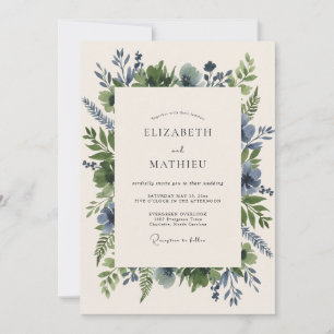 Invitation Mariage Eucalyptus au Feuillage Bleu Acier