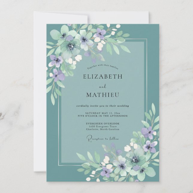 Invitation Mariage Eucalyptus au Feuillage d'Améthyste Sarcel (Devant)