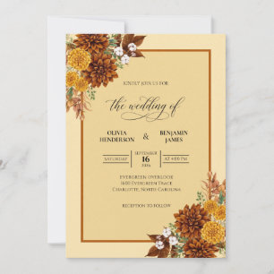 Invitation Mariage Eucalyptus au Feuillage d'Automne Ocre