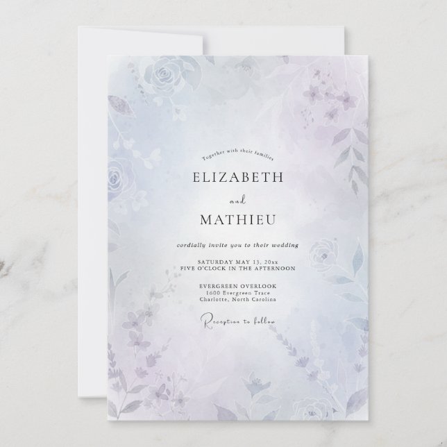 Invitation Mariage Eucalyptus au feuillage de brume de perven (Devant)