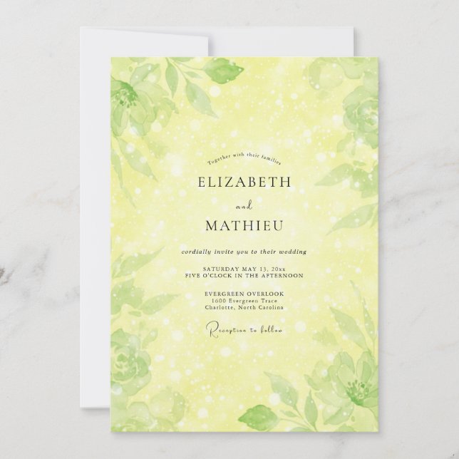 Invitation Mariage Eucalyptus au Feuillage de Citron (Devant)