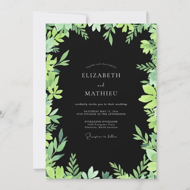 Invitation Mariage Eucalyptus au feuillage de citron vert noi (Devant)
