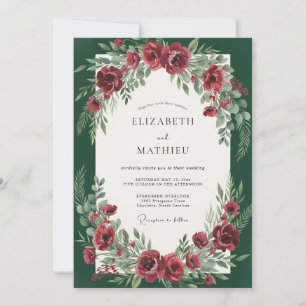 Invitation Mariage Eucalyptus au feuillage de la forêt cramoi