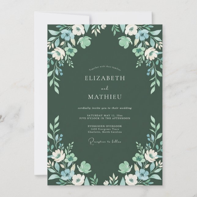 Invitation Mariage Eucalyptus au feuillage de menthe de minui (Devant)