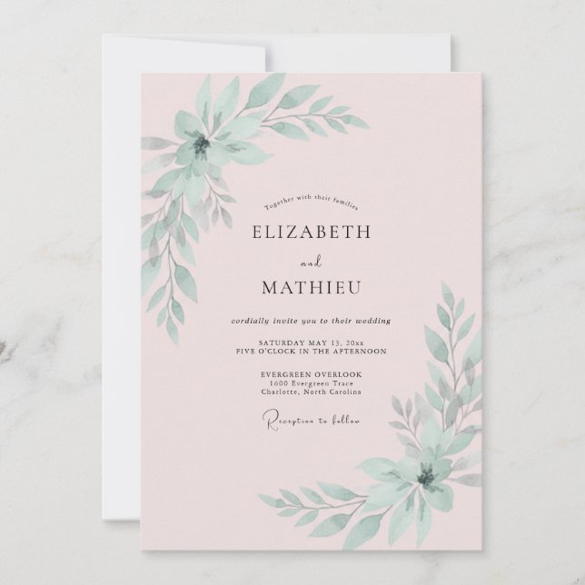 Invitation Mariage Eucalyptus au feuillage de menthe douce (Devant)