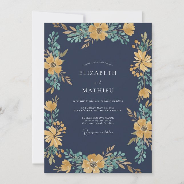 Invitation Mariage Eucalyptus au feuillage de moutarde de min (Devant)