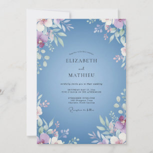 Invitation Mariage Eucalyptus au feuillage de pervenche acier