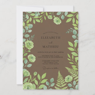 Invitation Mariage Eucalyptus au feuillage de pistache marron