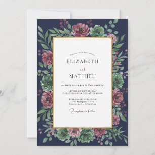 Invitation Mariage Eucalyptus au feuillage de prune de minuit