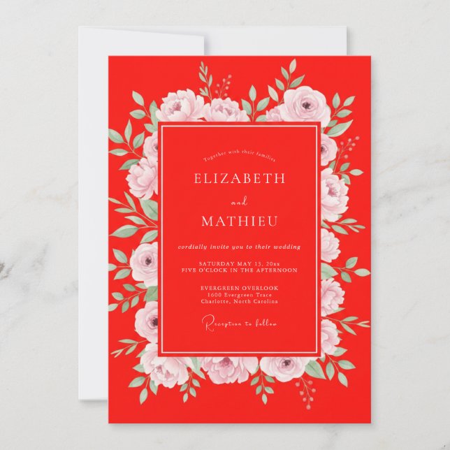 Invitation Mariage Eucalyptus au feuillage de renoncule écarl (Devant)
