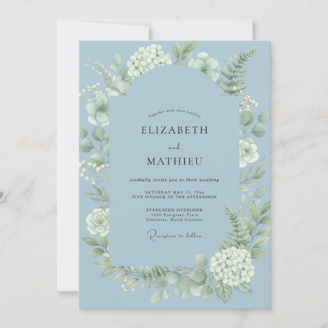Invitation Mariage Eucalyptus au feuillage de sauge en acier (Devant)