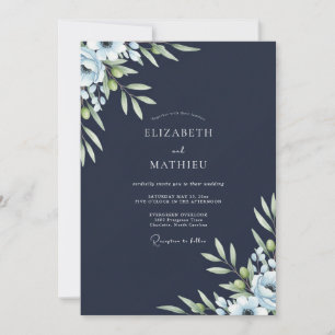 Invitation Mariage Eucalyptus au feuillage d'olive marine
