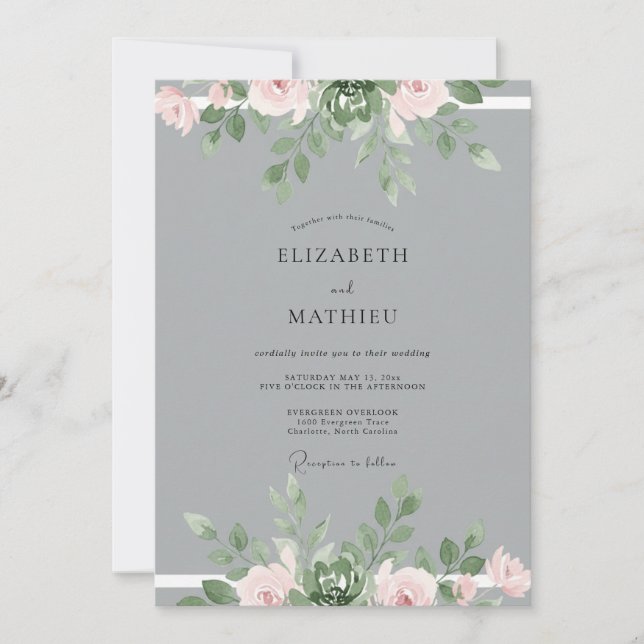 Invitation Mariage Eucalyptus au feuillage gris acier (Devant)