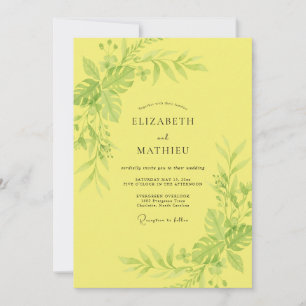 Invitation Mariage Eucalyptus au Feuillage Jaune Ensoleillé