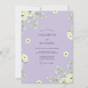 Invitation Mariage Eucalyptus au Feuillage Jaune Lilas