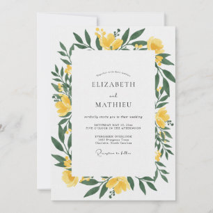 Invitation Mariage Eucalyptus au Feuillage Jaune Moutarde