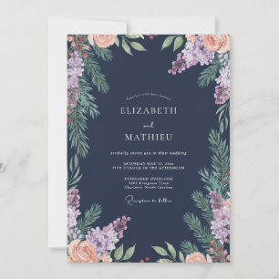 Invitation Mariage Eucalyptus au feuillage lilas indigo