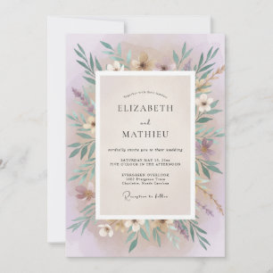 Invitation Mariage Eucalyptus au feuillage lilas mauve
