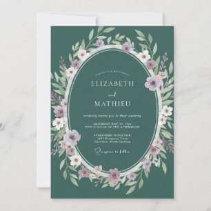 Invitation Mariage Eucalyptus au feuillage lilas sarcelle