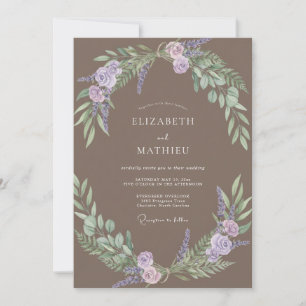 Invitation Mariage Eucalyptus au feuillage lilas taupe