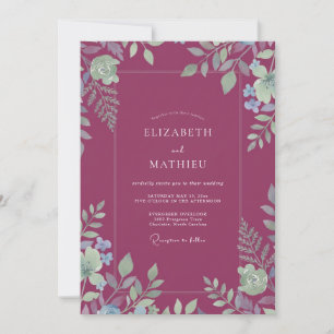 Invitation Mariage Eucalyptus au Feuillage Magenta