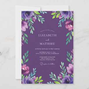 Invitation Mariage Eucalyptus au Feuillage Magenta et Pourpre