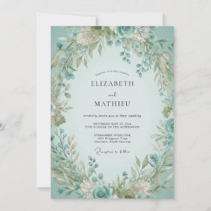 Invitation Mariage Eucalyptus au Feuillage Mousse de Mer