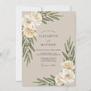 Invitation Mariage Eucalyptus au Feuillage Olive Beige