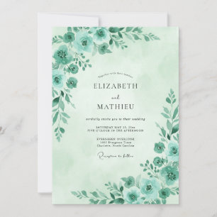 Invitation Mariage Eucalyptus au feuillage sarcelle écume de