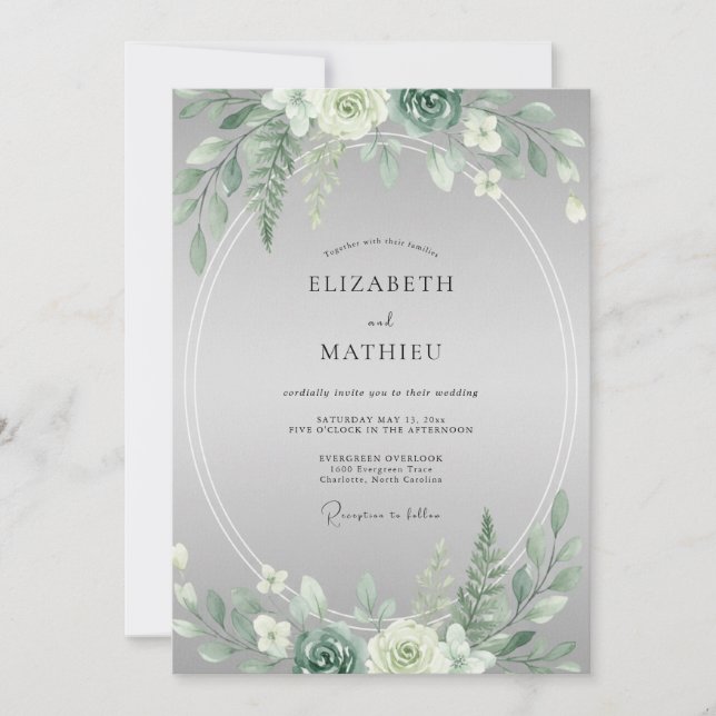 Invitation Mariage Eucalyptus au Feuillage Succulent Menthe (Devant)